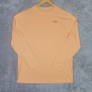 Reel Life Shirt Mens XL Orange Long Sleeve Performance Fishing Surf Wave Logo